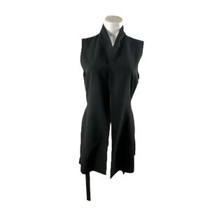 Eileen Fisher Long Line Georgette Silk Crepe High Collar Vest